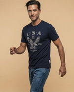 Camiseta manga corta con estampado gráfico americano - Azul