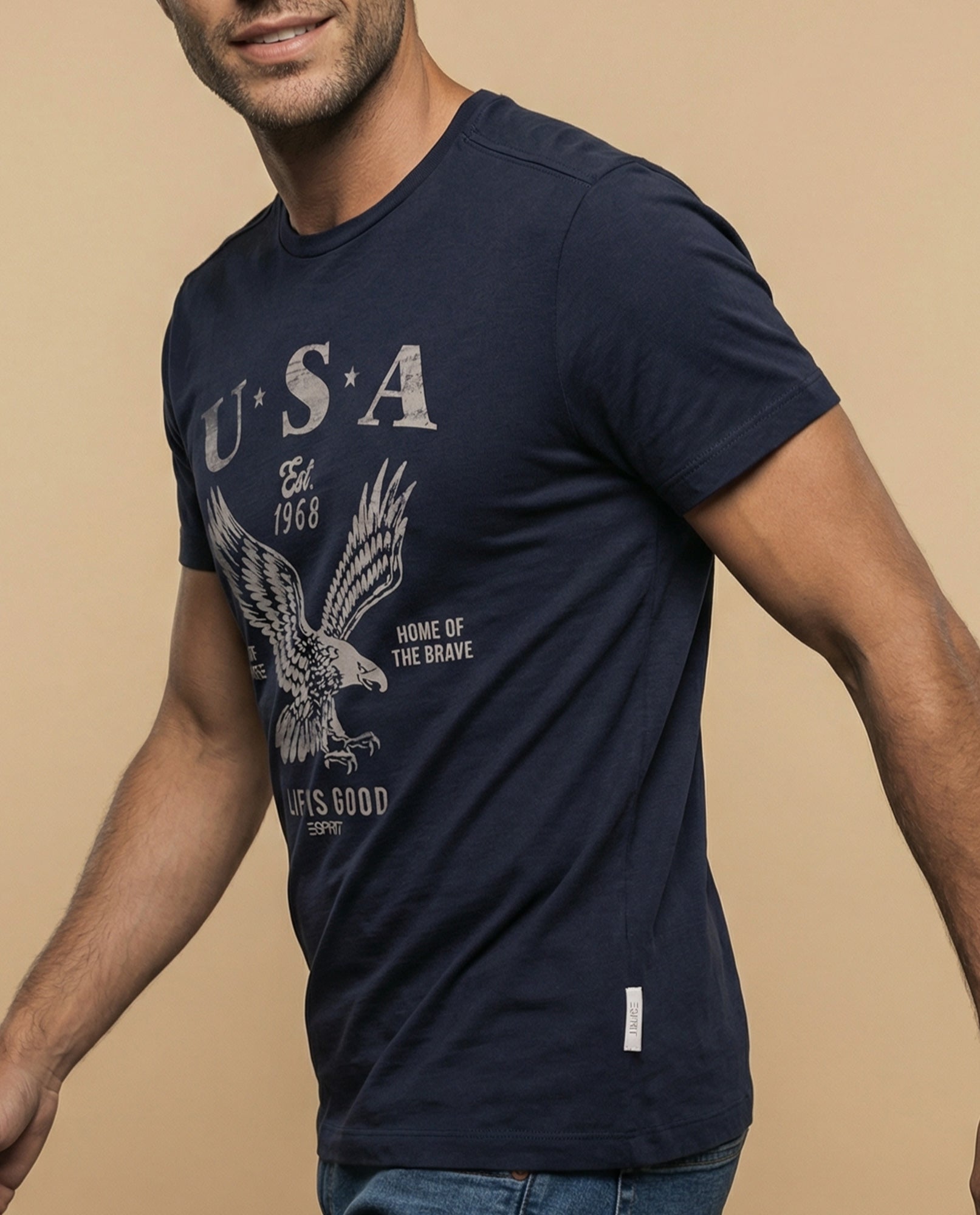 Camiseta manga corta con estampado gráfico americano - Azul 34_345F315_AZU194526_6