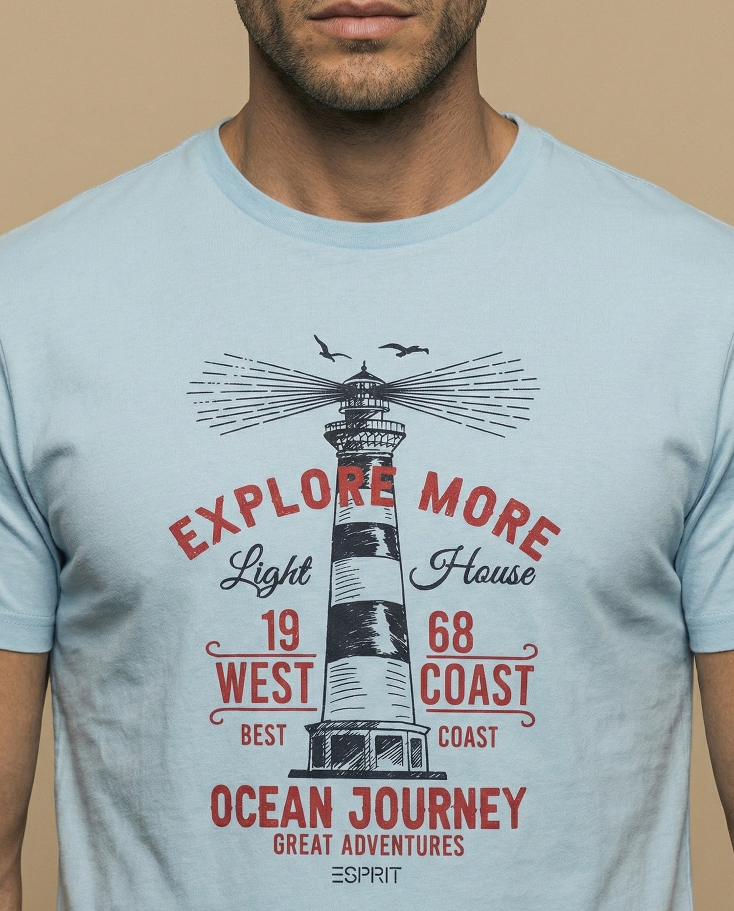 Camiseta básica manga corta con cuello redondo para hombre - Azul