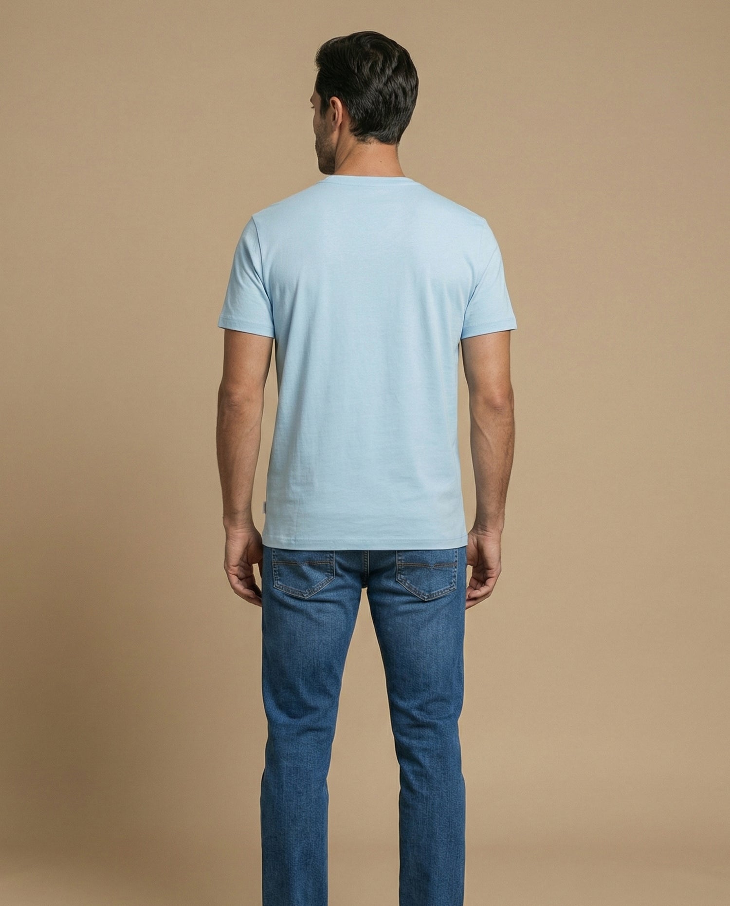 Camiseta básica manga corta con cuello redondo para hombre - Azul