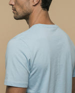 Camiseta básica manga corta con cuello redondo para hombre - Azul