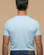 Camiseta manga sisa algodón - Azul