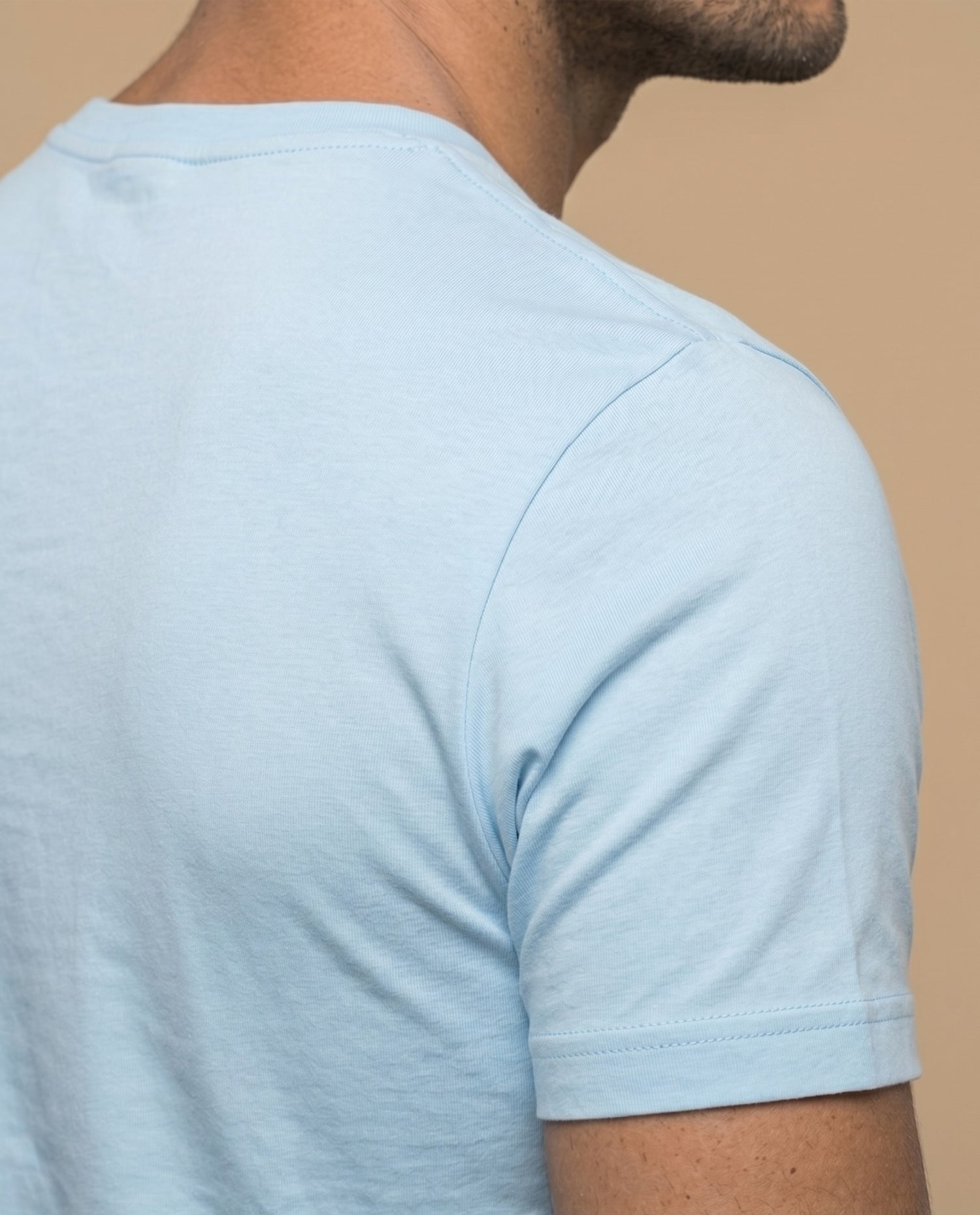 Camiseta manga sisa algodón - Azul