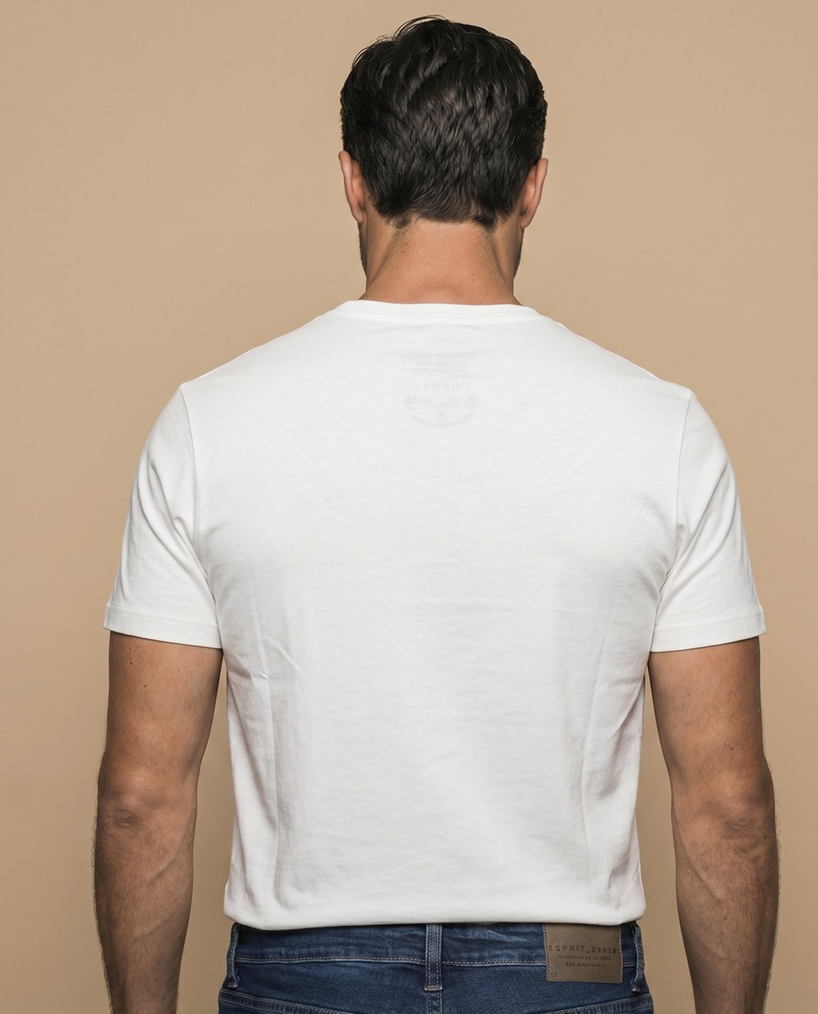 Camiseta básica manga corta con costura trasera para hombre - Crudo 34_345F325_CRU110605_4