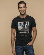 Camiseta slim fit estampada - Negro