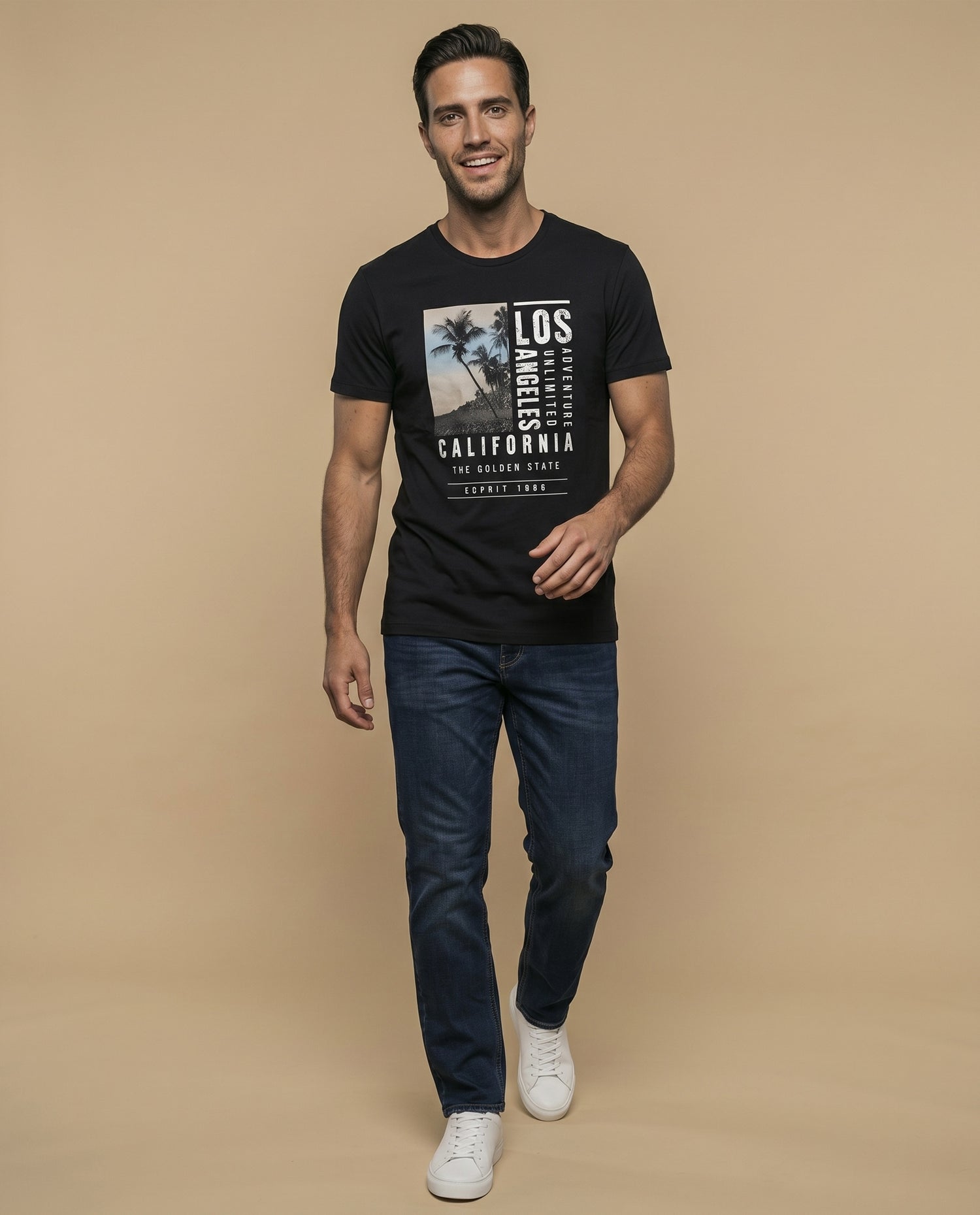 Camiseta slim fit estampada - Negro