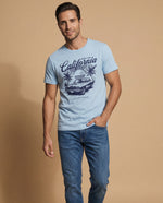 Camiseta manga corta con estampado California para hombre - Azul