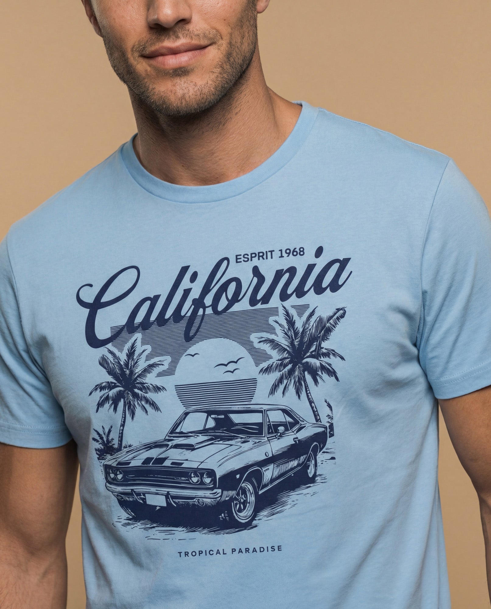 Camiseta manga corta con estampado California para hombre - Azul 34_345F333_AZU144306_3