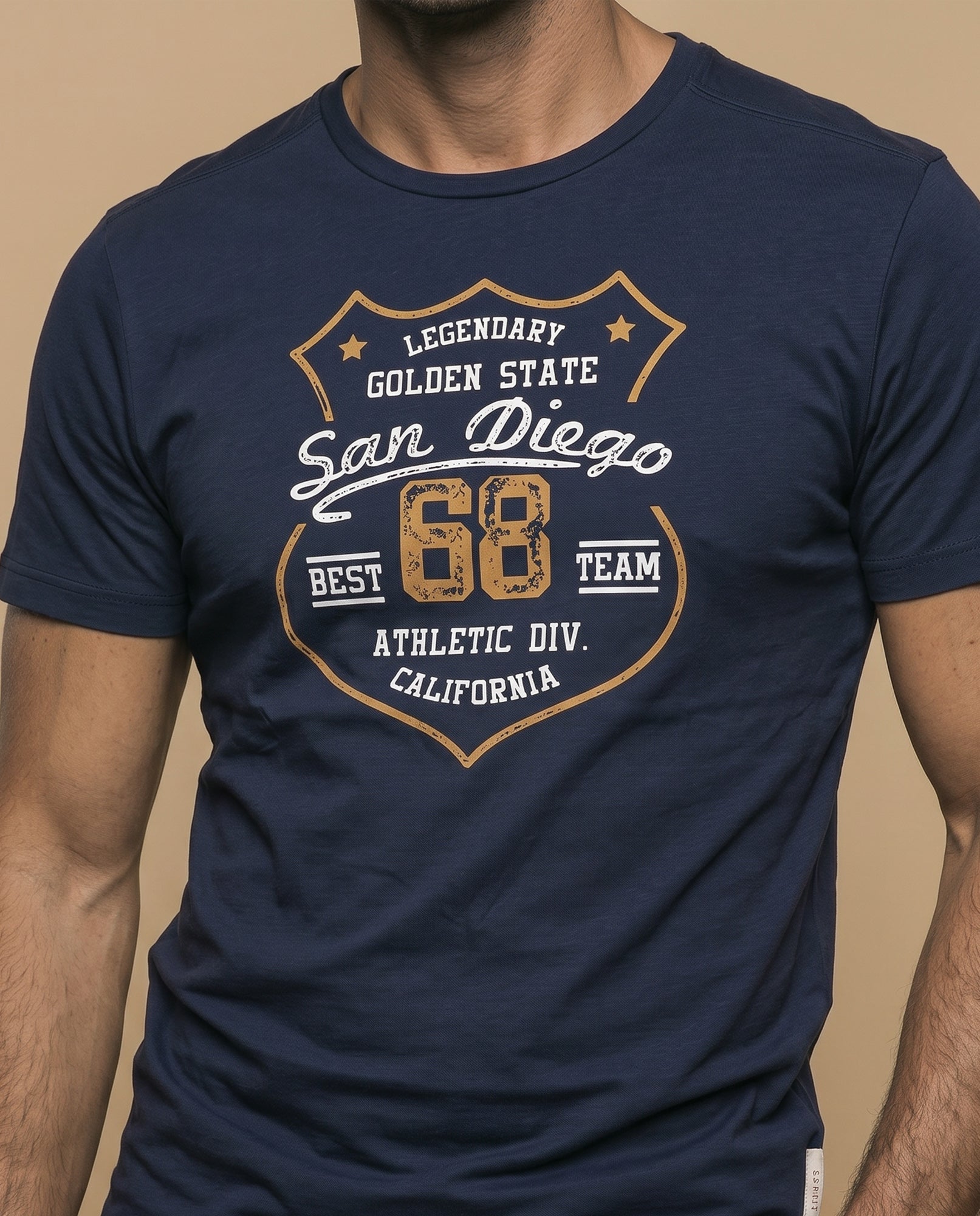 Camiseta básica manga corta con cuello redondo para hombre - Azul 34_345F335_AZU174730_3