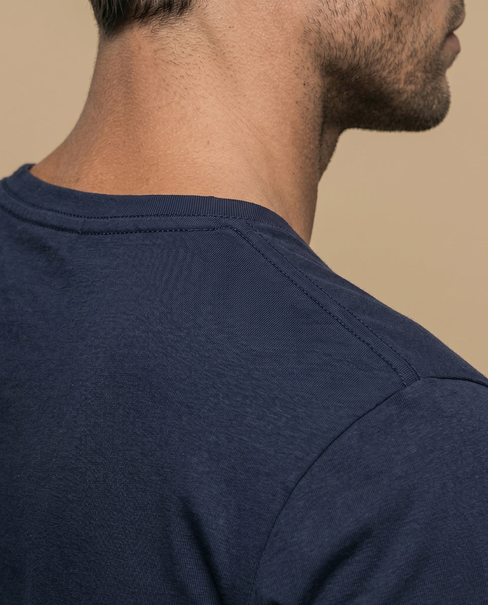 Camiseta básica manga corta con cuello redondo para hombre - Azul 34_345F335_AZU174730_6