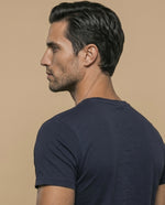 Camiseta básica manga corta con cuello redondo para hombre - Azul