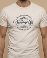 Camiseta manga corta con estampado gráfico vintage para hombre - Beige