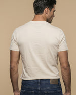 Camiseta manga corta con estampado gráfico vintage para hombre - Beige