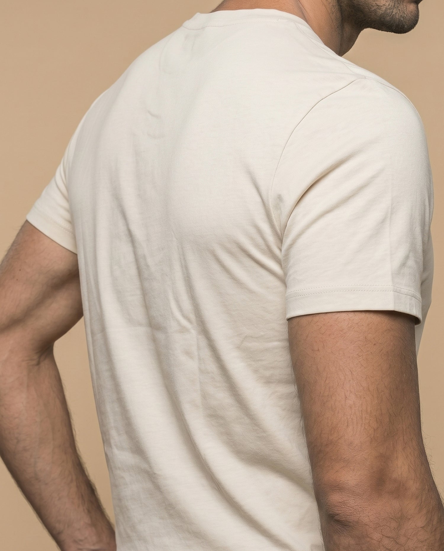 Camiseta manga corta con estampado gráfico vintage para hombre - Beige