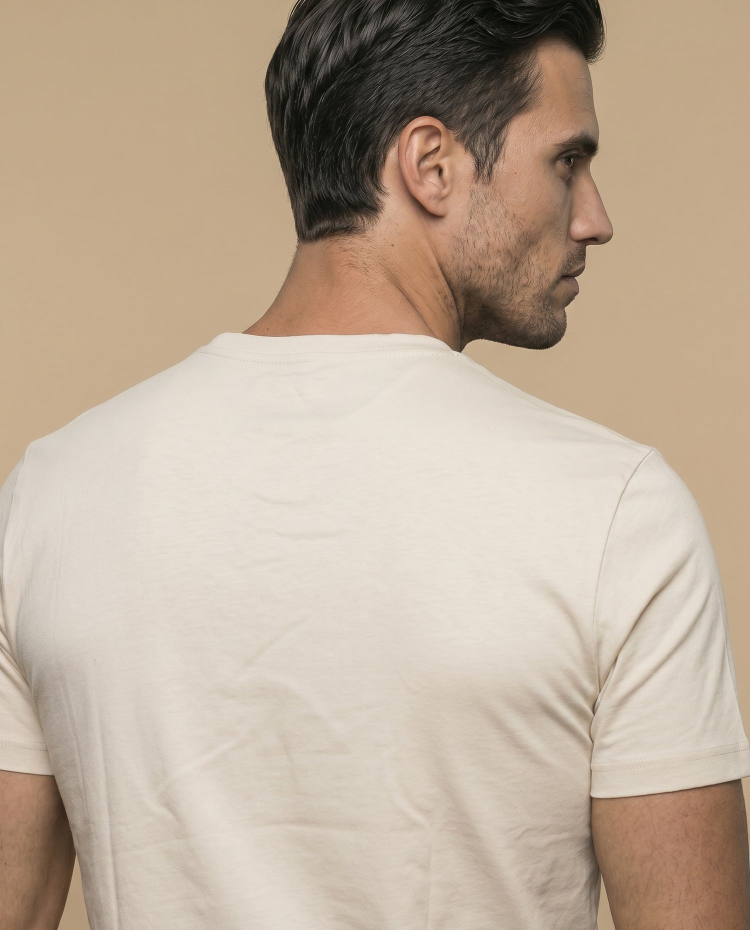 Camiseta manga corta con estampado gráfico vintage para hombre - Beige