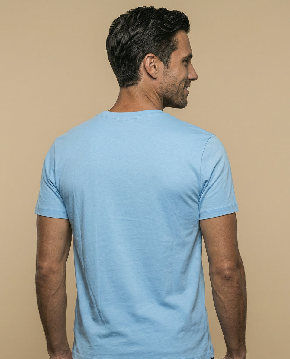 Camiseta con estampado gráfico frontal y texto circular - Azul 34_345F341_AZU144123_4