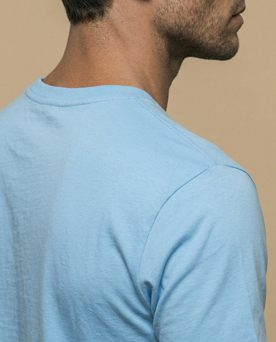 Camiseta con estampado gráfico frontal y texto circular - Azul 34_345F341_AZU144123_6