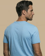 Camiseta con estampado gráfico frontal y texto circular - Azul