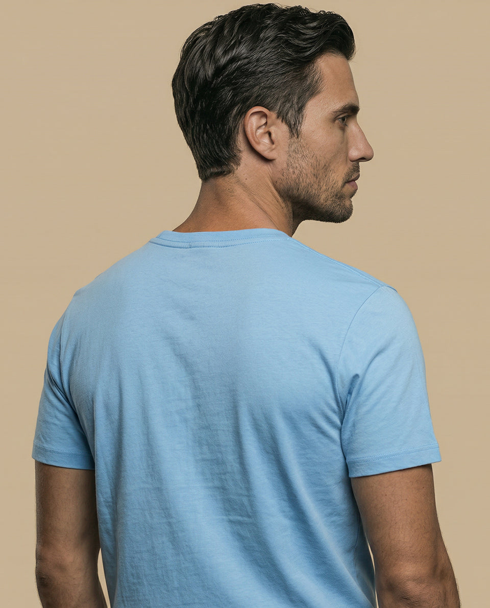 Camiseta con estampado gráfico frontal y texto circular - Azul 34_345F341_AZU144123_7