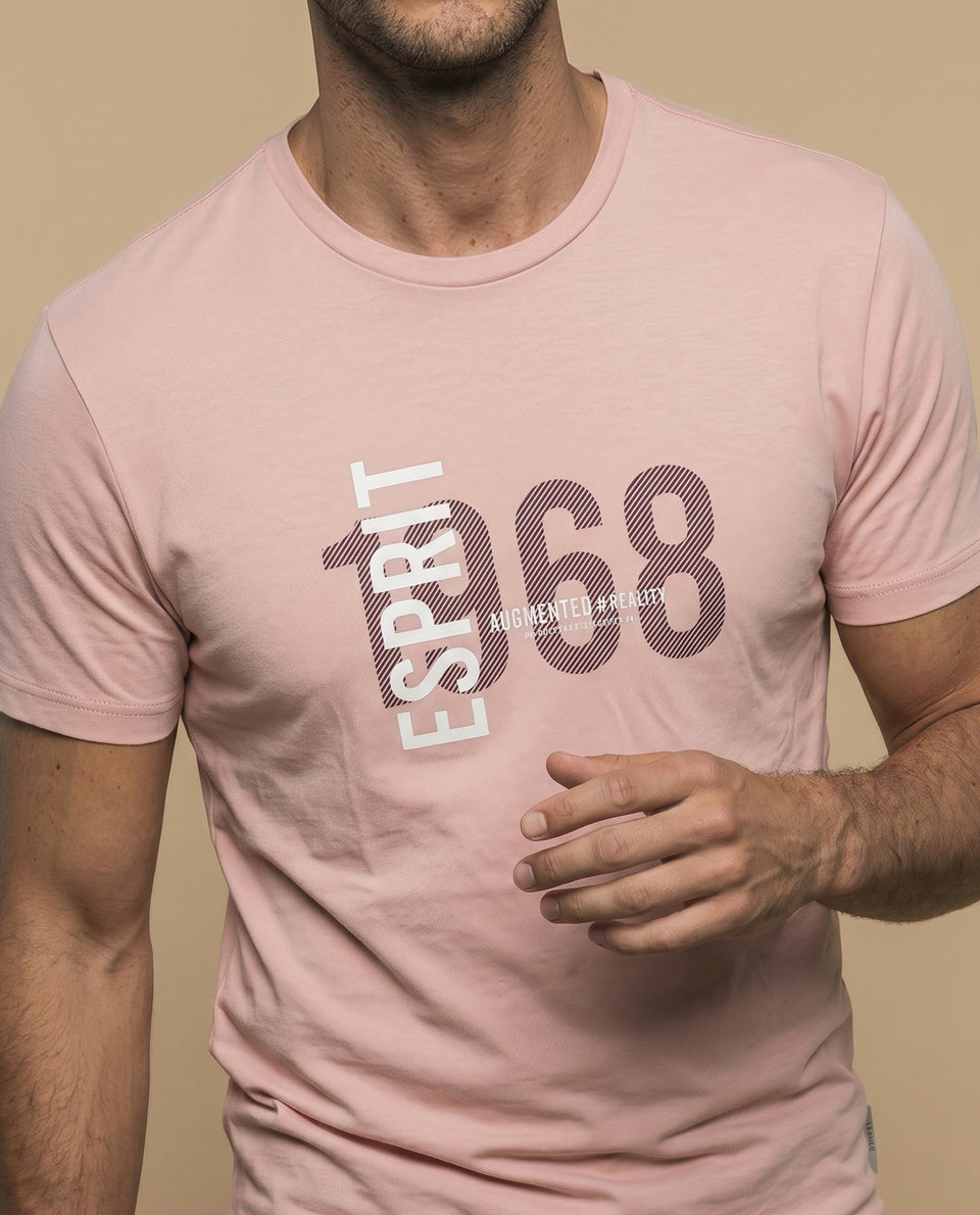 Camiseta manga corta con estampado gráfico ESPRIT 1968 para hombre - Rosa 34_345F342_ROS142806_3
