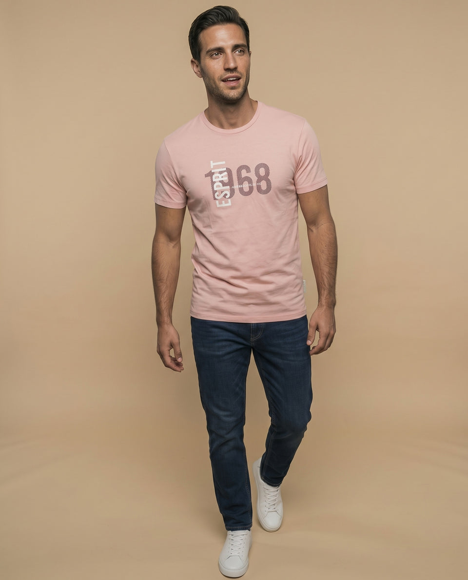 Camiseta manga corta con estampado gráfico ESPRIT 1968 para hombre - Rosa 34_345F342_ROS142806_5