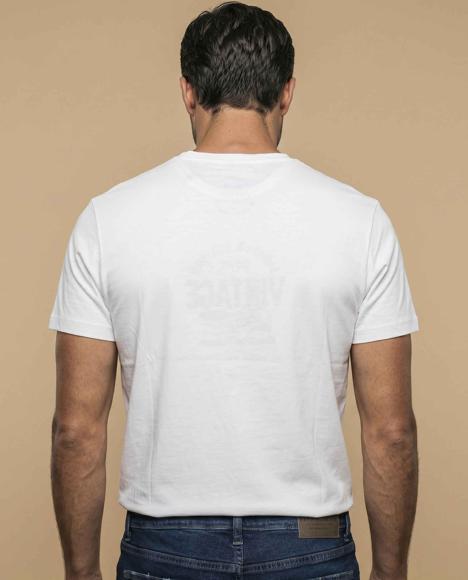 Camiseta manga corta con estampado gráfico vintage para hombre - Crudo
