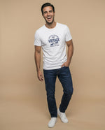 Camiseta manga corta con estampado gráfico vintage para hombre - Crudo