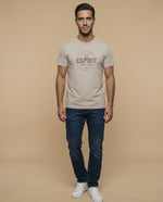 Camiseta manga corta de algodón - Beige