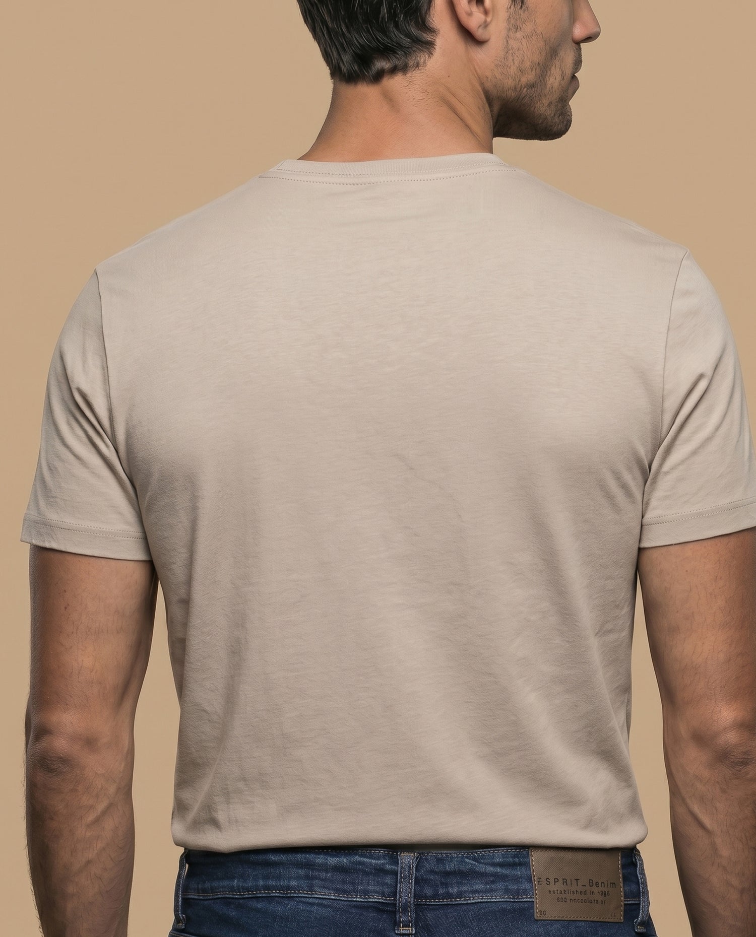 Camiseta manga corta de algodón - Beige