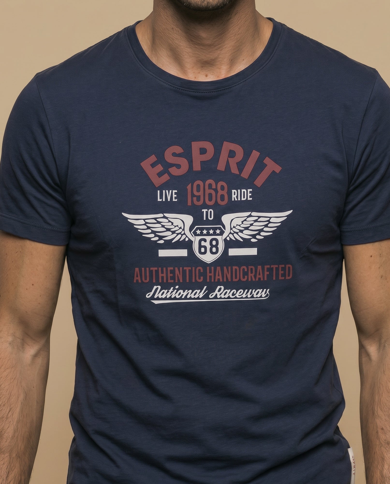 Camiseta manga corta con estampado gráfico estilo vintage para hombre - Azul 34_345F348_AZU194122_3