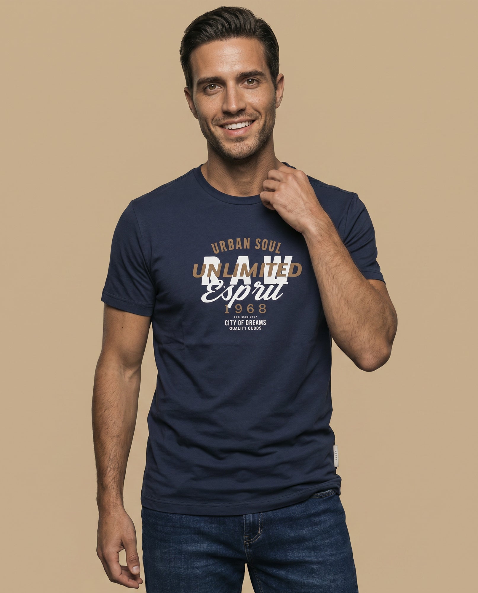 Camiseta Hombre Algodón Esprit - Azul 34_345F351_AZU193920_0