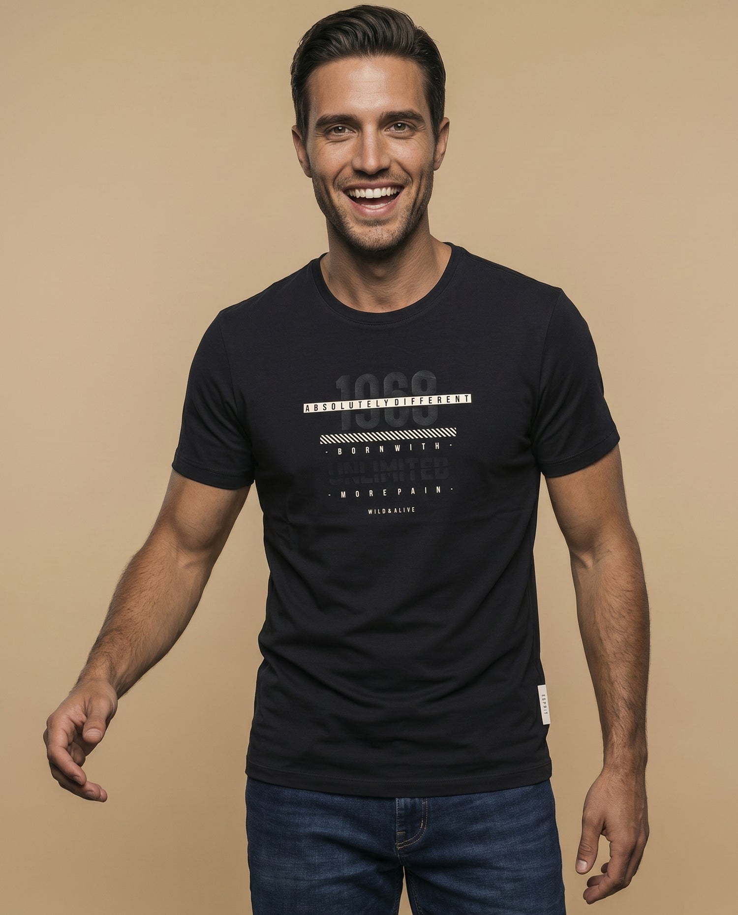 Camiseta manga sisa algodón hombre - Negro