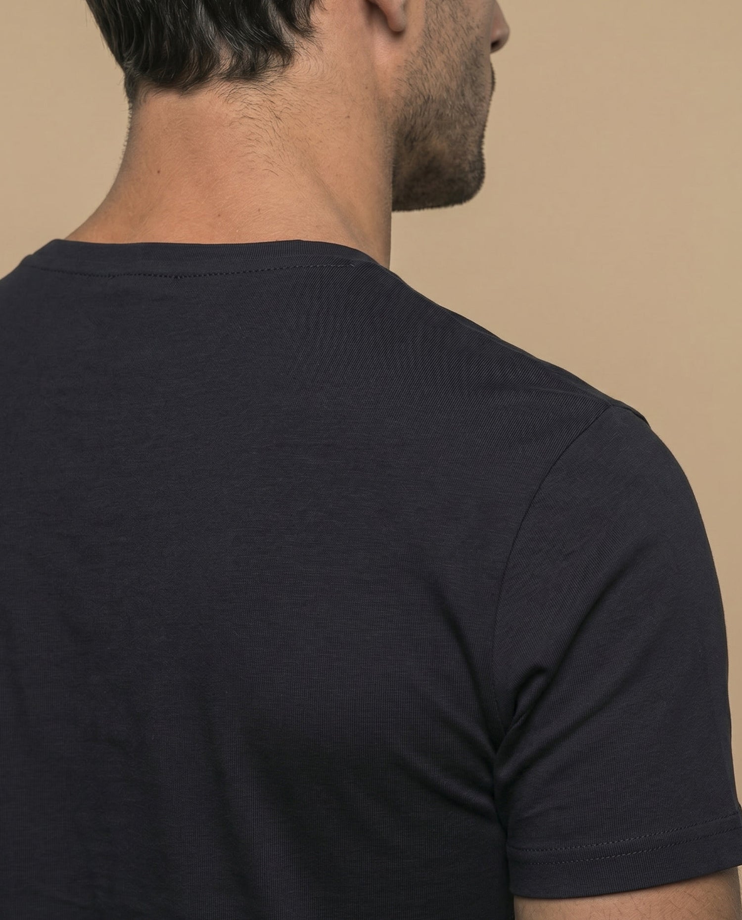 Camiseta manga sisa algodón hombre - Negro