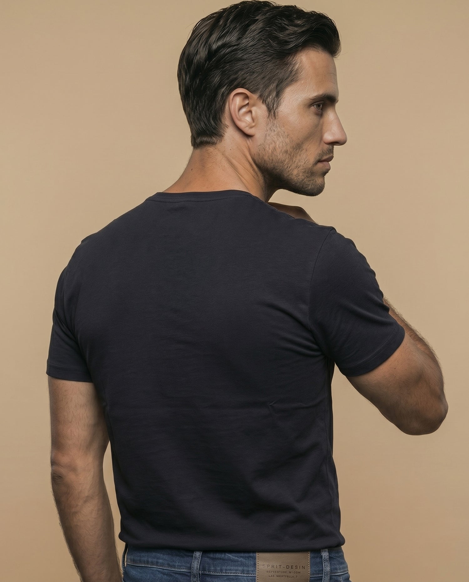 Camiseta manga sisa algodón hombre - Negro