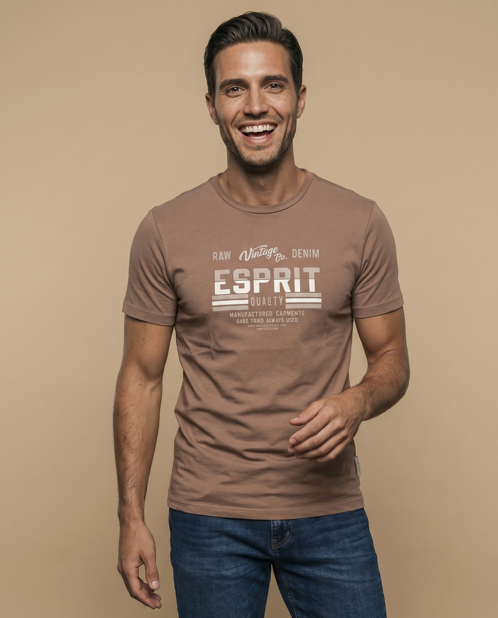 Camiseta Hombre Algodón Esprit - Café 34_345F355_CAF151040_0