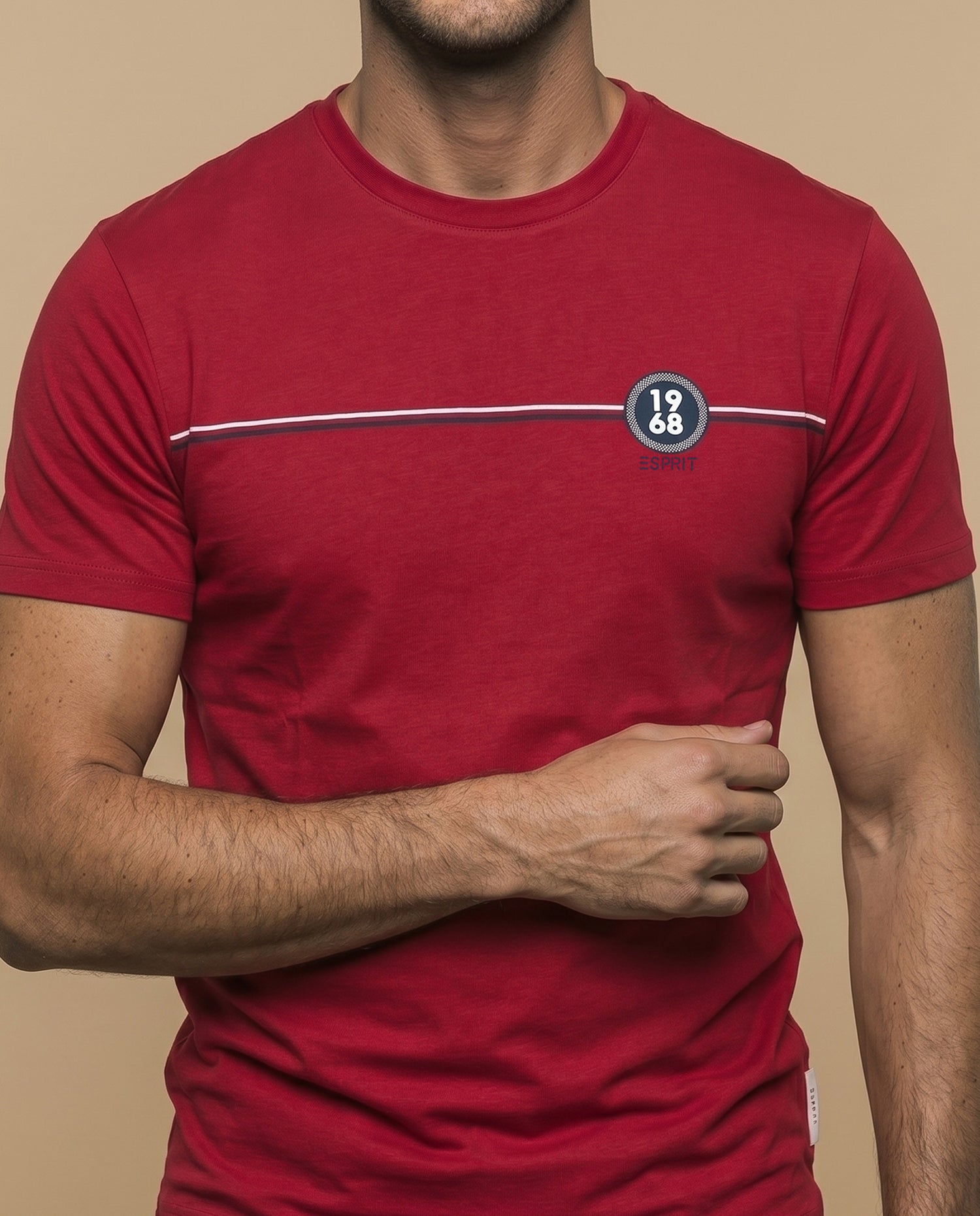 Camiseta algodón estampado pecho - Rojo