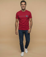 Camiseta algodón estampado pecho - Rojo