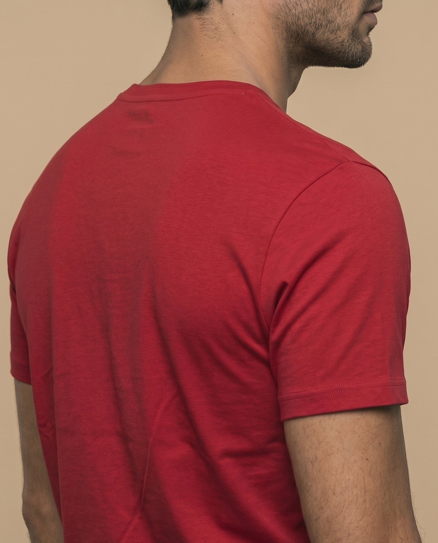 Camiseta algodón estampado pecho - Rojo