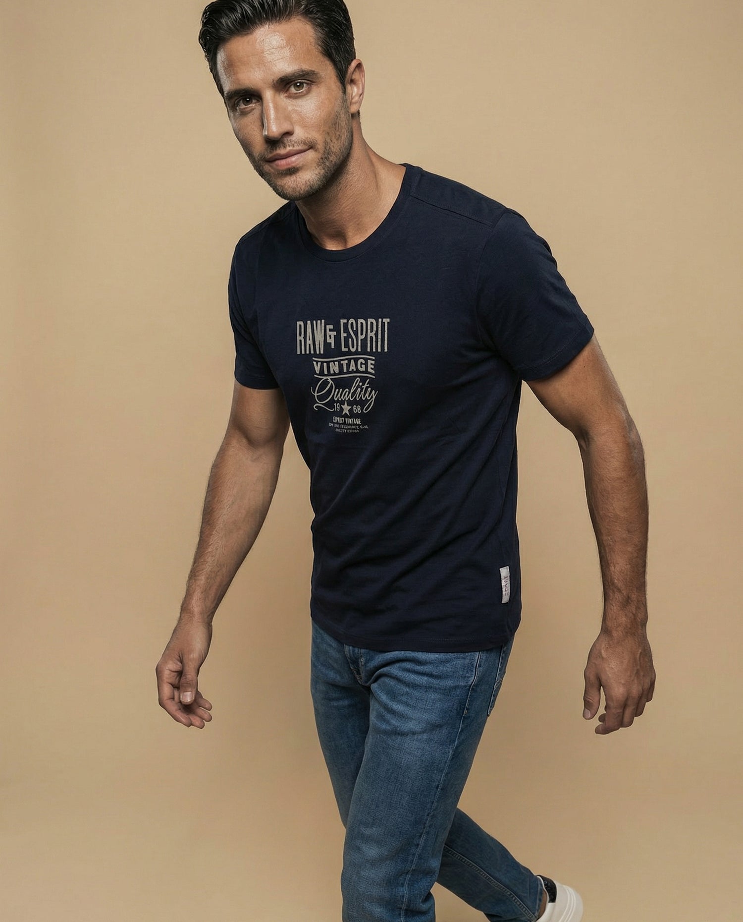 Camiseta estampada regular hombre - Azul