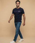 Camiseta manga corta con diseño gráfico retro - Azul