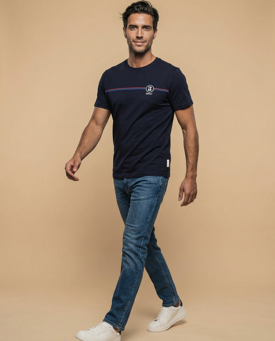 Camiseta manga corta con diseño gráfico retro - Azul 34_345G303_AZU144307_5