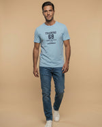 Camiseta de manga corta con estampado deportivo para mujer - Azul