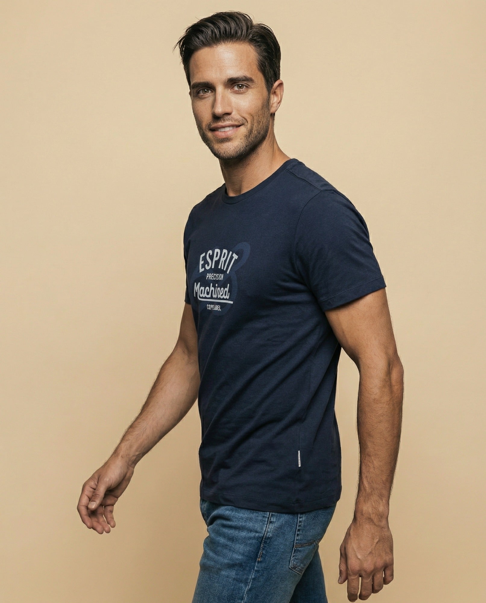 Camiseta manga corta con estampado tipográfico para hombre - Azul 34_345G307_AZU184214_3