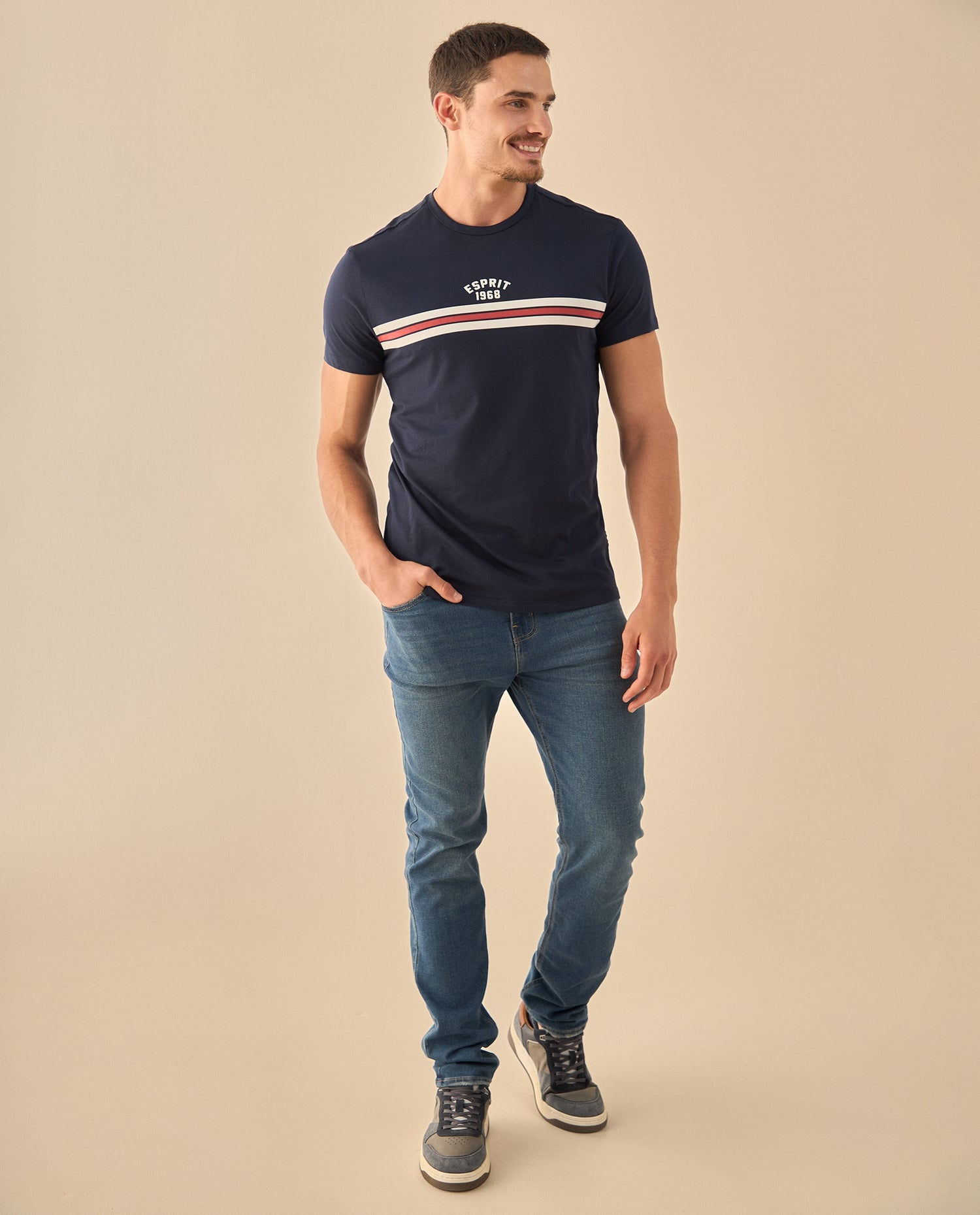 Camiseta Heritage con Logo ESPRIT 1968 - Azul