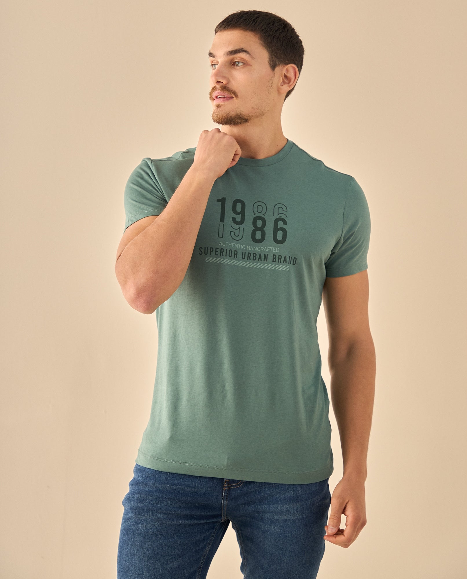 Camiseta con Estampado Urbano 1986 - Verde 34_345G310_VER150538_0