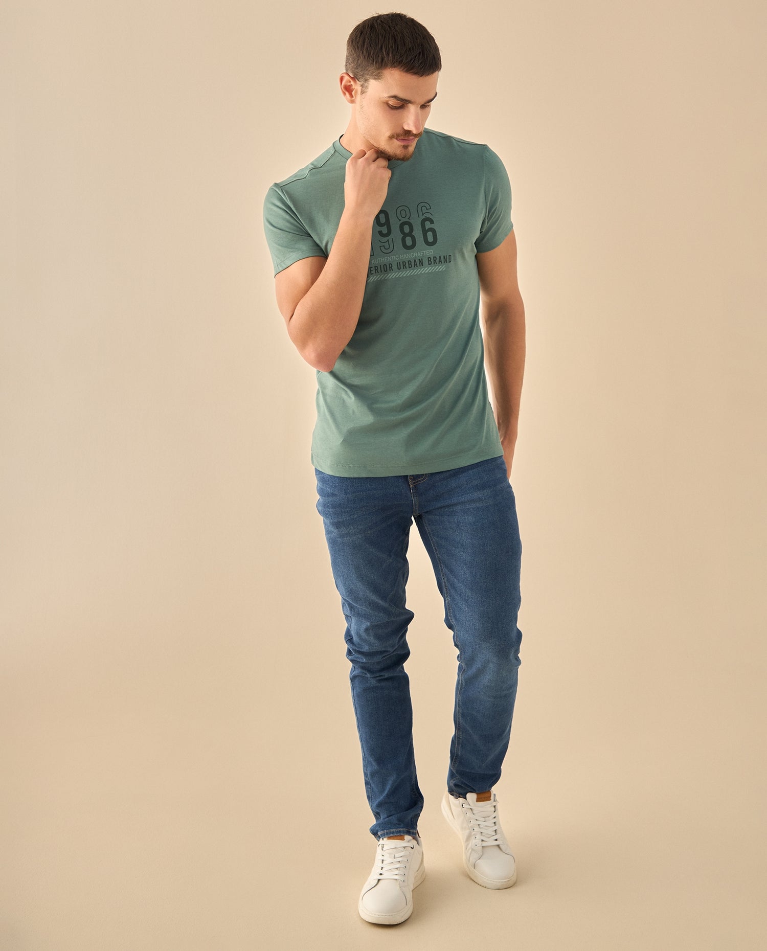 Camiseta con Estampado Urbano 1986 - Verde