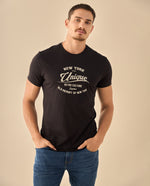 Camiseta con Estampado Retro Vintage - Negro
