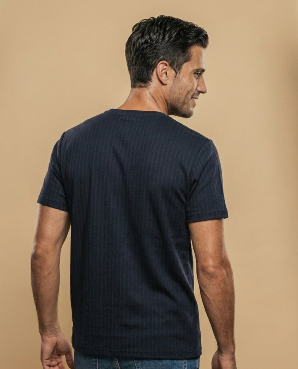 Camiseta manga corta con textura acanalada para hombre - Negro 34_345G323_NEG190303_2