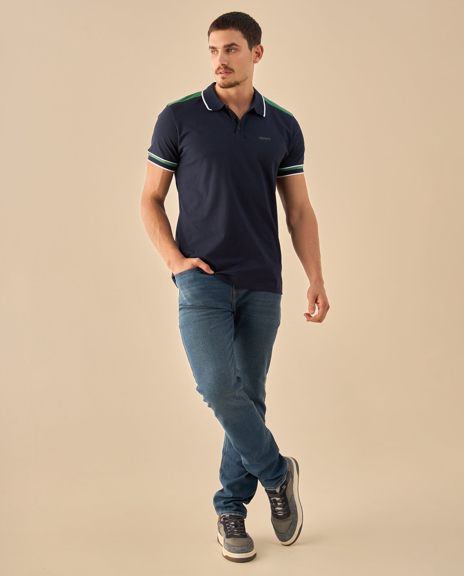 Jean Slim Fit con Costuras Contrastantes - Azul