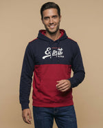 Sudadera con capucha y estampado en bloques de color para hombre - Rojo